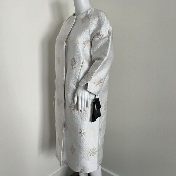 Carlisle Collection Womens Amelia Jacket Size 4 Metallic White Gold Embroidered - Picture 5 of 11